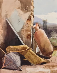 Körbe und Amphoren mit Vogel, mit Ergänzungen eines Borbone-Schülers